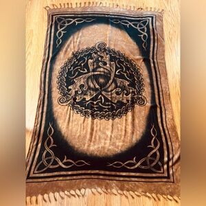 BOHO FESTIVAL SHAWL * BEAUTIFUL BROWN & BLACK * artist Noobler the Tingkergnome